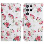 For Samsung Galaxy S22 Ultra 5G Painted Pattern Horizontal Flip Leather Phone Case(Red Peony)