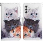 For Samsung Galaxy A13 5G Painted Pattern Horizontal Flip Leather Phone Case(Three Cats)