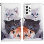 For Samsung Galaxy A53 5G Painted Pattern Horizontal Flip Leather Phone Case(Three Cats)