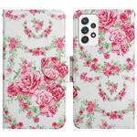 For Samsung Galaxy A33 5G Painted Pattern Horizontal Flip Leather Phone Case(Rose Flower)