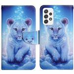 For Samsung Galaxy A33 5G Painted Pattern Horizontal Flip Leather Phone Case(Little Leopard)