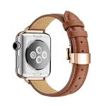 Slimming Butterfly Buckle Watch Band For Apple Watch Ultra 49mm / Series 8&7 45mm / SE 2&6&SE&5&4 44mm / 3&2&1 42mm(Brown Rose Gold)