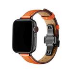 Slimming Butterfly Buckle Watch Band For Apple Watch Ultra 49mm / Series 8&7 45mm / SE 2&6&SE&5&4 44mm / 3&2&1 42mm(Orange Black)