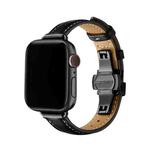 Slimming Butterfly Buckle Watch Band For Apple Watch Ultra 49mm / Series 8&7 45mm / SE 2&6&SE&5&4 44mm / 3&2&1 42mm(Black and Black)