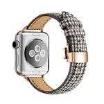 Slimming Butterfly Buckle Watch Band For Apple Watch Ultra 49mm / Series 8&7 45mm / SE 2&6&SE&5&4 44mm / 3&2&1 42mm(Houndstooth Black Coffee Rose Gold)