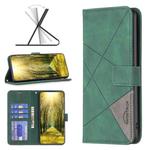For Motorola Moto G71 5G BF05 Magnetic Buckle Rhombus Texture Leather Phone Case(Green)