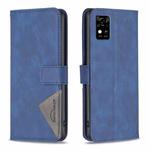 For ZTE Blade  A31 BF05 Magnetic Buckle Rhombus Texture Leather Phone Case(Blue)