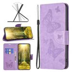 For Nokia G11 / G21 Embossing Two Butterflies Pattern Horizontal Flip PU Leather Case(Purple)