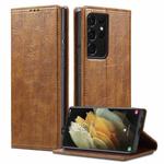 For Samsung Galaxy S21 Ultra 5G Vintage Bark Texture Wallet Leather Phone Case(Khaki)