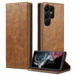 For Samsung Galaxy S22 Ultra 5G Vintage Bark Texture Wallet Leather Phone Case(Khaki)