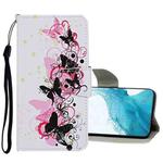 For Samsung Galaxy S22 5G Colored Drawing Pattern Flip Leather Case(Four Butterflies)