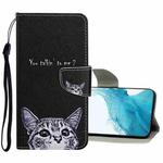 For Samsung Galaxy S22 5G Colored Drawing Pattern Flip Leather Case(Little Cat)