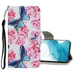 For Samsung Galaxy S22 5G Colored Drawing Pattern Flip Leather Case(Dragonfly Flower)