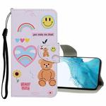 For Samsung Galaxy S22 5G Colored Drawing Pattern Flip Leather Case(Smiling Bear)