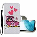 For Samsung Galaxy S22 5G Colored Drawing Pattern Flip Leather Case(Owl Family)