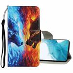 For Samsung Galaxy S22+ 5G Colored Drawing Pattern Flip Leather Case(Flame Wolf)