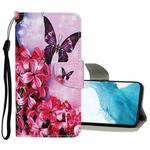 For Samsung Galaxy S22+ 5G Colored Drawing Pattern Flip Leather Case(Red Flower Butterfly)