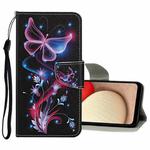 For Samsung Galaxy S22 Ultra 5G Colored Drawing Pattern Flip Leather Case(Fluorescent Butterfly)