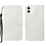 For iPhone 13 Pro Ethnic Style Embossed Pattern Leather Phone Case (White)