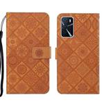 For OPPO A16 Ethnic Style Embossed Pattern Leather Phone Case(Brown)