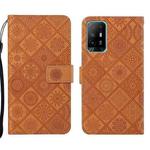 For OPPO A94 5G Ethnic Style Embossed Pattern Leather Phone Case(Brown)