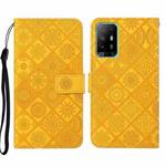 For OPPO A94 5G Ethnic Style Embossed Pattern Leather Phone Case(Yellow)