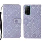For OPPO A94 5G Ethnic Style Embossed Pattern Leather Phone Case(Purple)