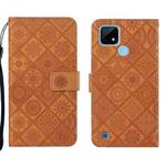 For OPPO Realme C20 / C21 Ethnic Style Embossed Pattern Leather Phone Case(Brown)