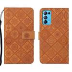 For OPPO Reno5 5G Ethnic Style Embossed Pattern Leather Phone Case(Brown)