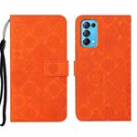 For OPPO Reno5 5G Ethnic Style Embossed Pattern Leather Phone Case(Orange)