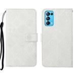 For OPPO Reno5 5G Ethnic Style Embossed Pattern Leather Phone Case(White)