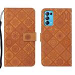 For OPPO Reno5 Pro 5G Ethnic Style Embossed Pattern Leather Phone Case(Brown)