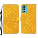 For OPPO Reno5 Pro 5G Ethnic Style Embossed Pattern Leather Phone Case(Yellow)