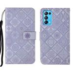 For OPPO Reno5 Pro 5G Ethnic Style Embossed Pattern Leather Phone Case(Purple)