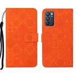 For OPPO Reno6 5G Ethnic Style Embossed Pattern Leather Phone Case(Orange)