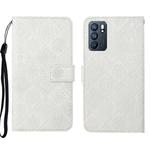 For OPPO Reno6 5G Ethnic Style Embossed Pattern Leather Phone Case(White)