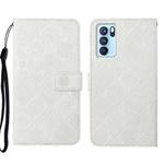 For OPPO Reno6 Pro 5G Ethnic Style Embossed Pattern Leather Phone Case(White)