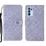 For OPPO Reno6 Pro 5G Ethnic Style Embossed Pattern Leather Phone Case(Purple)