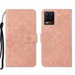 For OPPO Realme 8 4G Ethnic Style Embossed Pattern Leather Phone Case(Pink)