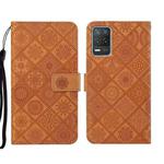 For OPPO Realme 8 5G Ethnic Style Embossed Pattern Leather Phone Case(Brown)