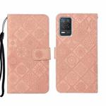 For OPPO Realme 8 5G Ethnic Style Embossed Pattern Leather Phone Case(Pink)