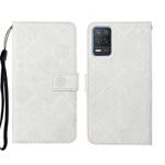 For OPPO Realme 8 5G Ethnic Style Embossed Pattern Leather Phone Case(White)