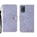 For OPPO Realme 8 5G Ethnic Style Embossed Pattern Leather Phone Case(Purple)