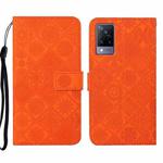 For vivo V21 Ethnic Style Embossed Pattern Leather Phone Case(Orange)