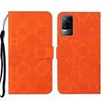 For vivo V21e 4G Ethnic Style Embossed Pattern Leather Phone Case(Orange)