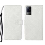 For vivo V21e 4G Ethnic Style Embossed Pattern Leather Phone Case(White)