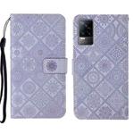 For vivo V21e 4G Ethnic Style Embossed Pattern Leather Phone Case(Purple)
