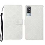 For vivo Y51 2020 Ethnic Style Embossed Pattern Leather Phone Case(White)