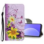 For Xiaomi Redmi Note 11 China Colored Drawing Pattern Flip Leather Case(Yellow Flower Butterfly)