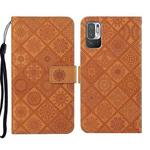 For Xiaomi Redmi Note 10 5G Ethnic Style Embossed Pattern Leather Phone Case(Brown)